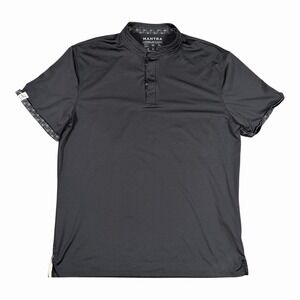 MANTRA Blade Collar Golf Polo Mens Large Short Sleeve Black Palm Tree Trim